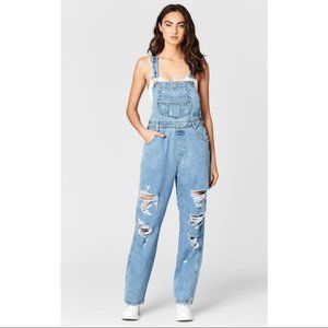 LF CARMAR Kalix Denim Distressed Overalls - Small